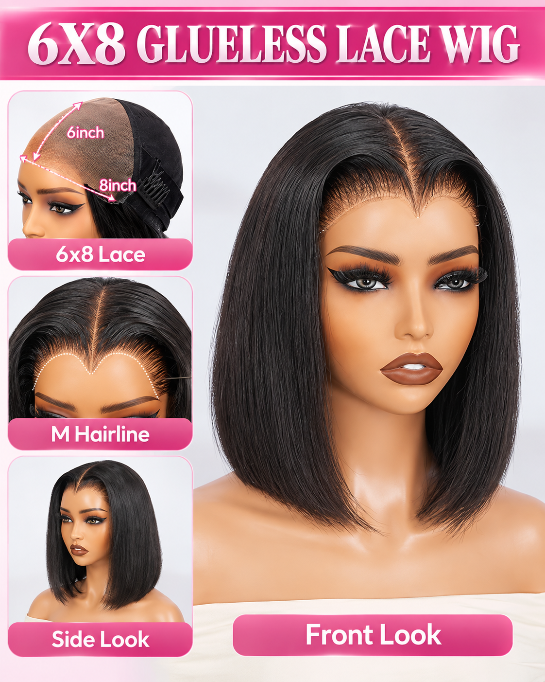 6x8 HD Lace Bob Wig - Pre-Cut & Pre-Plucked