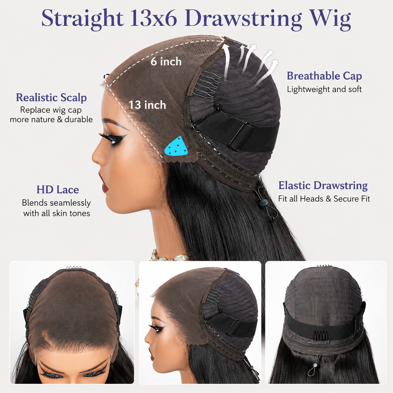 100% Human Hair 13×6 Glueless HD Lace Wig