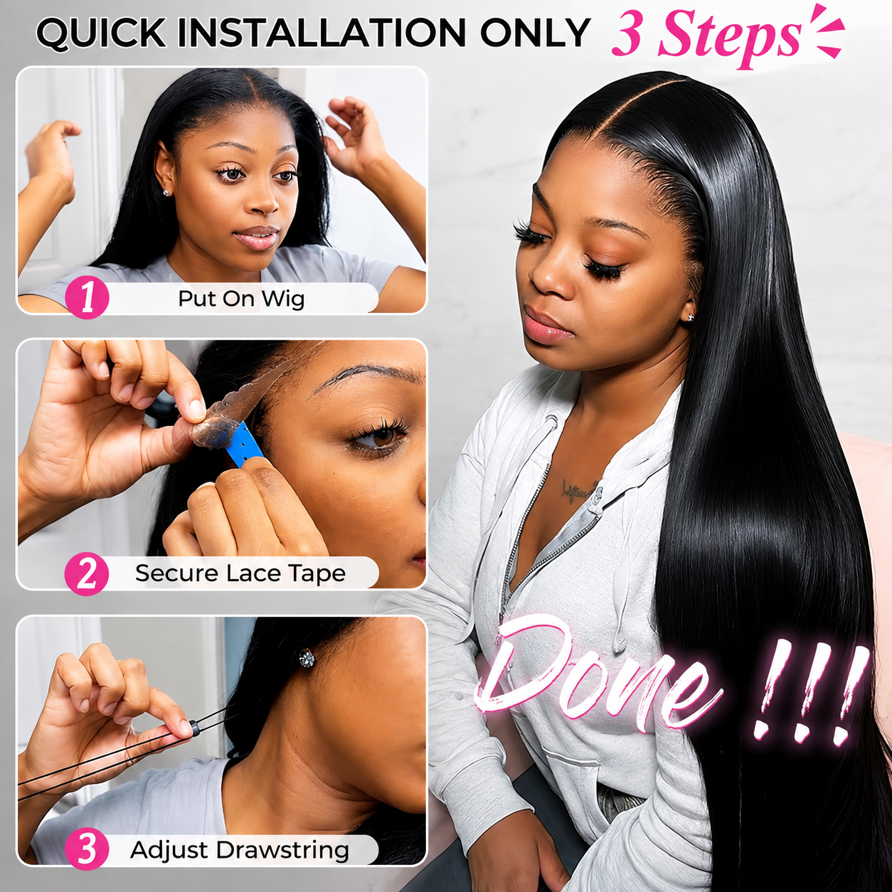 100% Human Hair 13×6 Glueless HD Lace Wig
