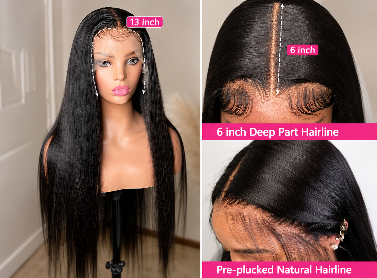 100% Human Hair 13×6 Transparent Lace Frontal Wig
