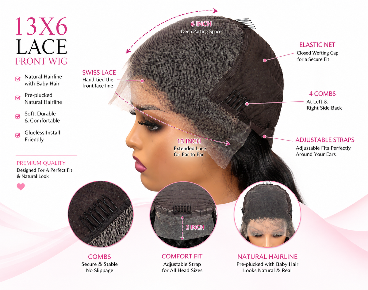 100% Human Hair 13×6 Transparent Lace Frontal Wig