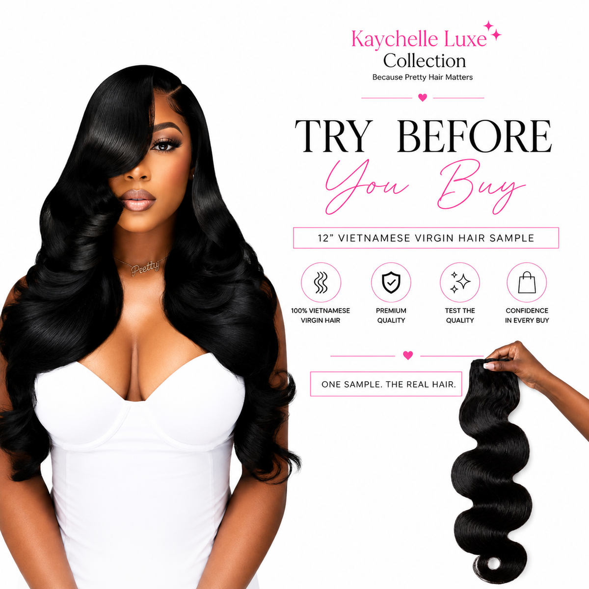 12” Vietnamese Virgin Hair Sample Bundle
