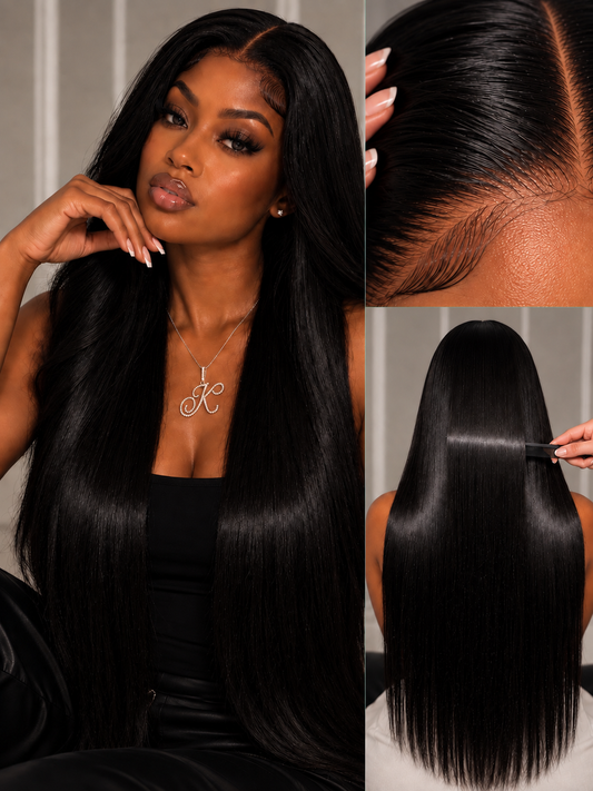 13x6 HD Lace Straight Glueless Wig – Pre-Plucked & Bleached Knots